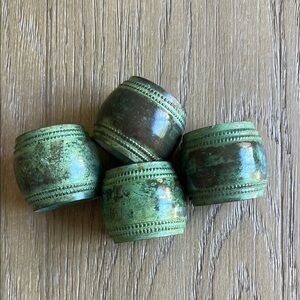 Vintage Green Metal Patina Napkin Rings ~ Set of 4